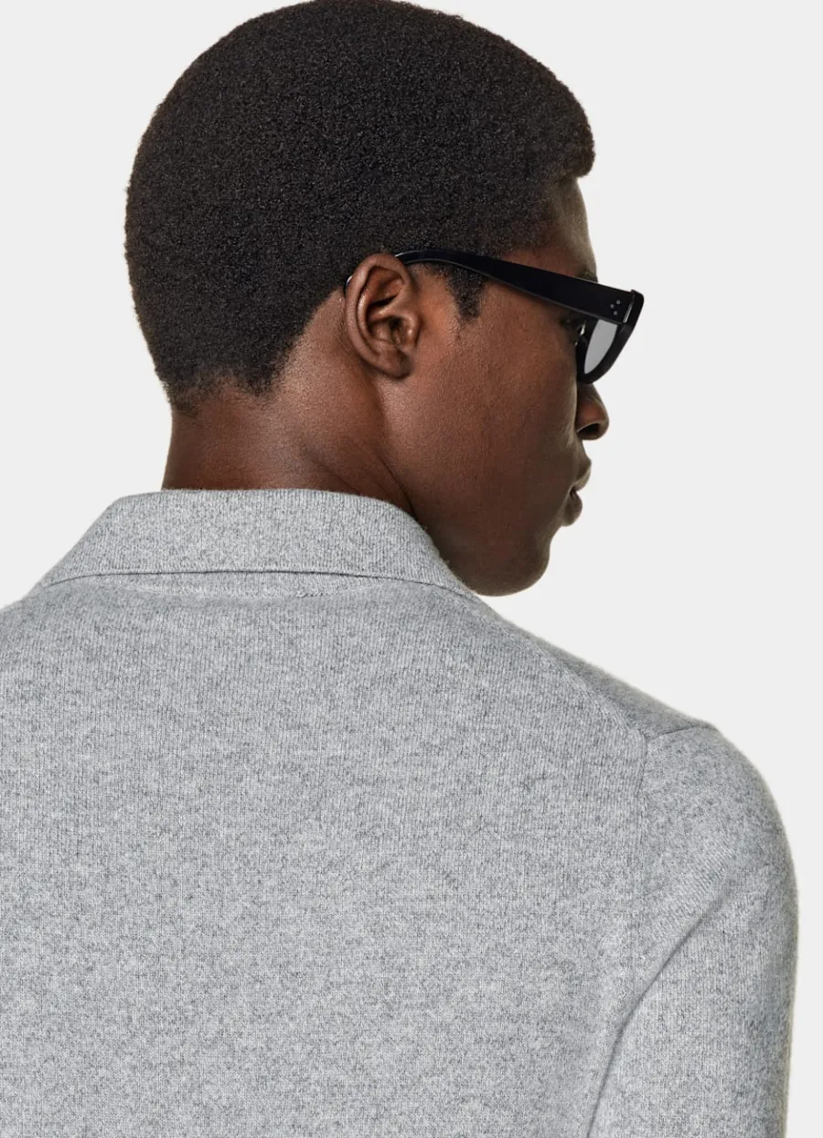 polocardigan_grau_langarm_5.webp Sale Polo-Cardigan grau Langarm Strickhemden | Cardigans
