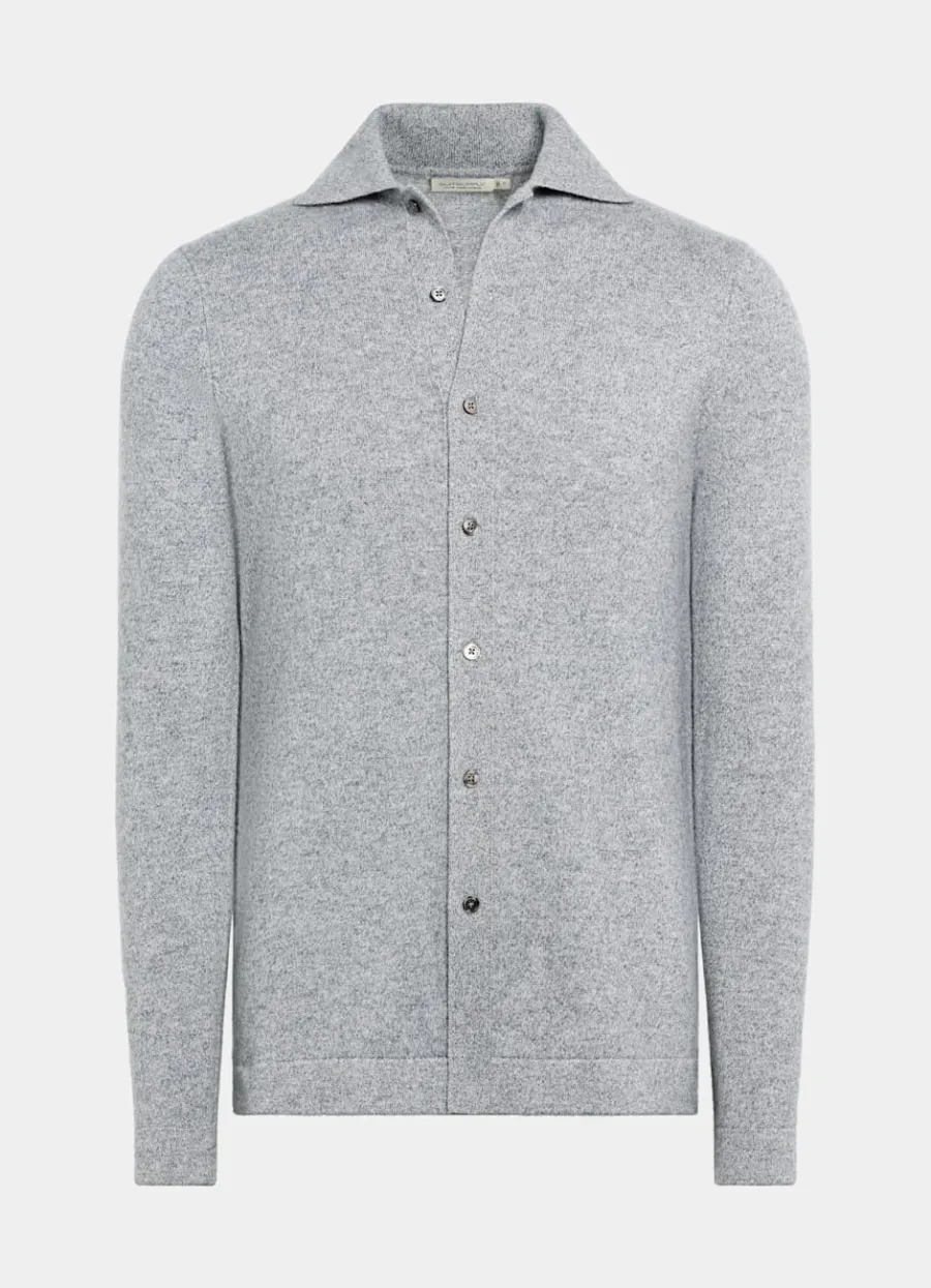 polocardigan_grau_langarm_6.webp Sale Polo-Cardigan grau Langarm Strickhemden | Cardigans