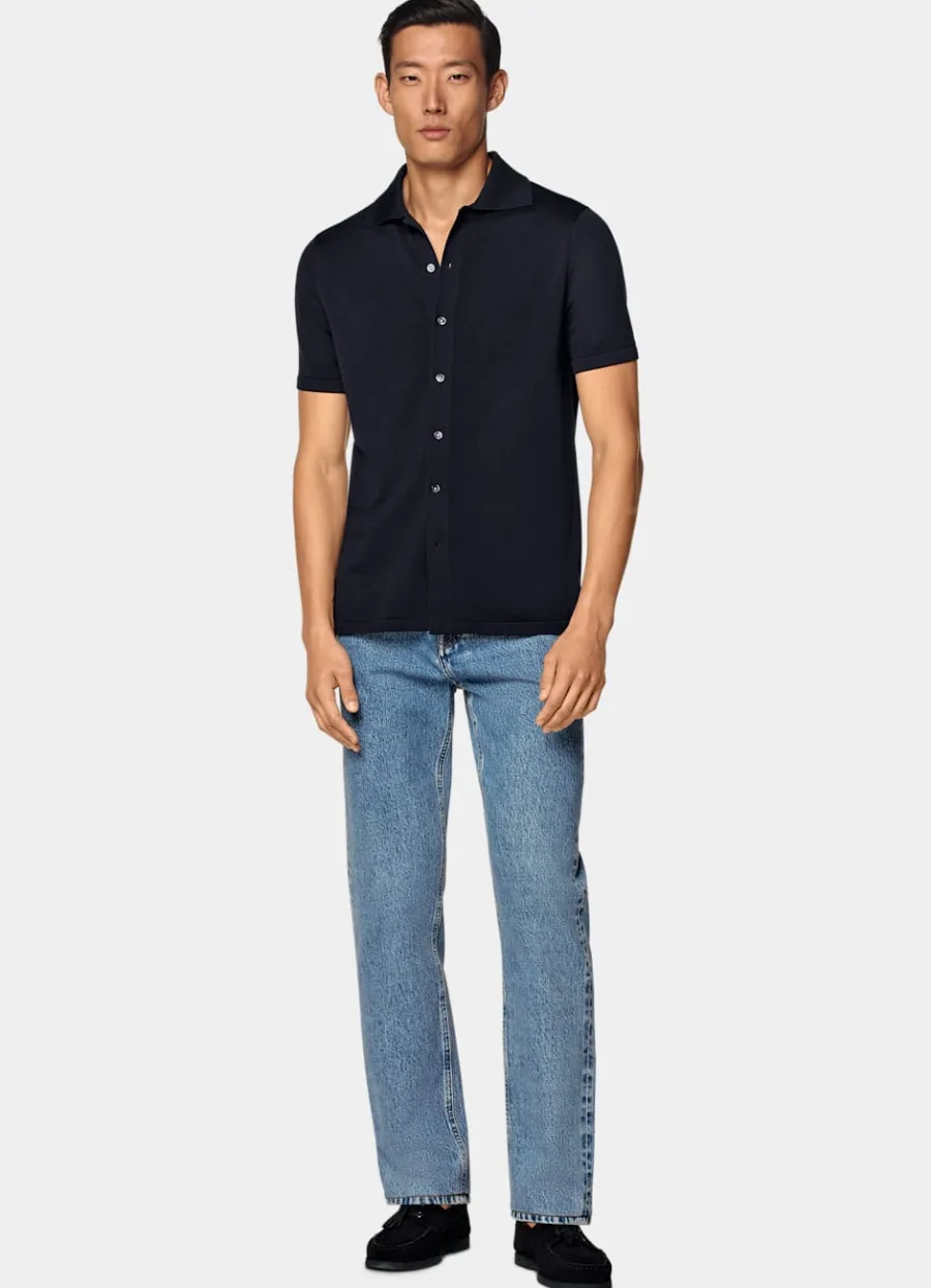polocardigan_navy_3.webp Cheap Polo-Cardigan Strickhemden | Cardigans