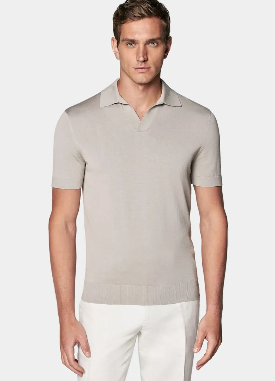 Outlet Poloshirt helltaupe knopffrei Poloshirts | Poloshirts