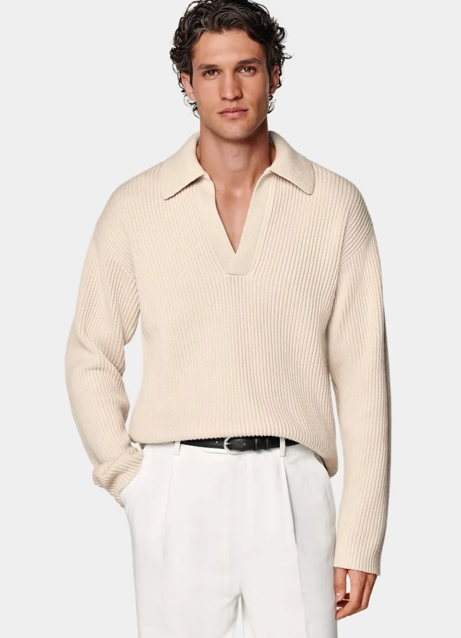 Discount Poloshirt Ripp-Strick Langarm knopffrei Poloshirts | Poloshirts