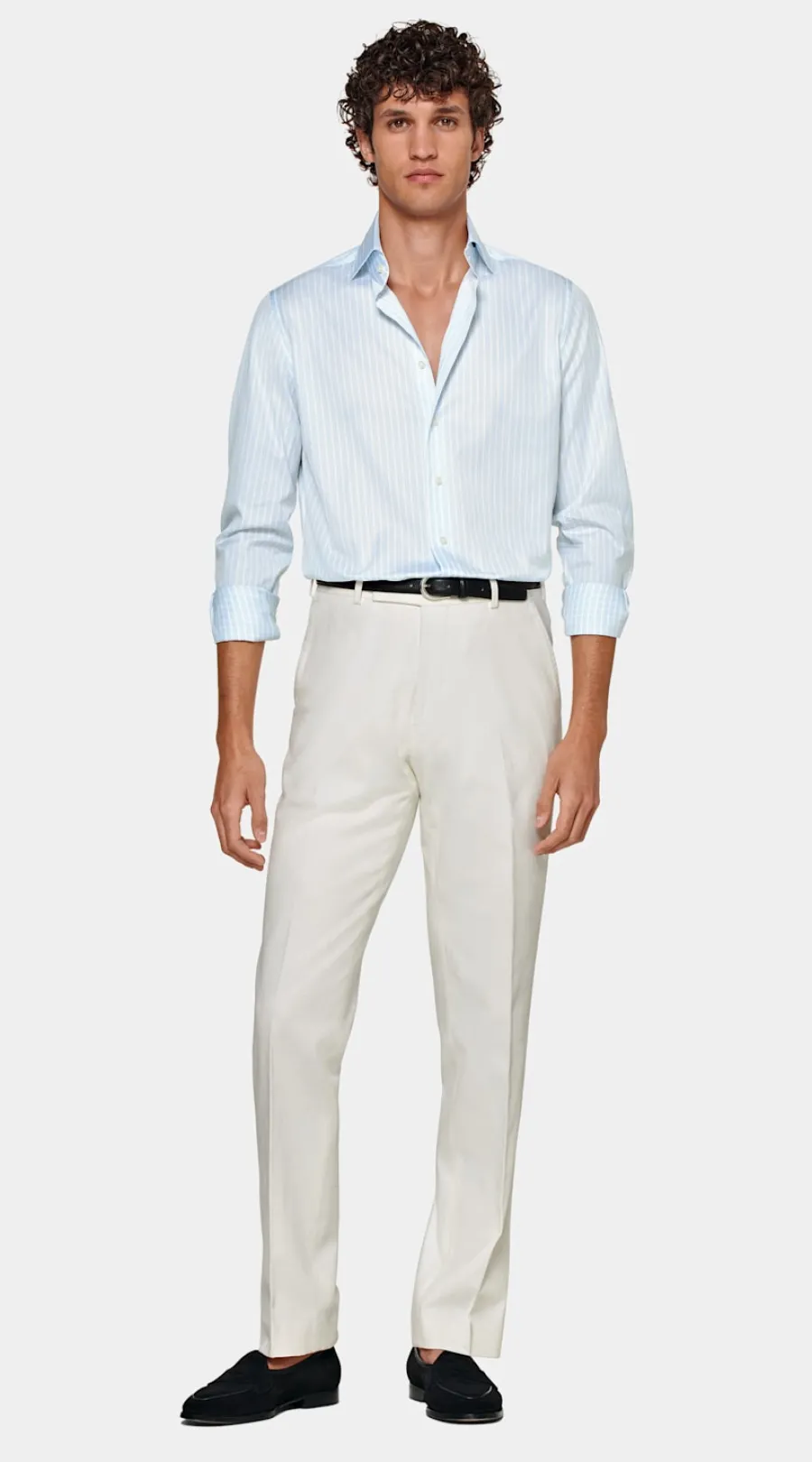 Sale Popeline Hemd hellblau gestreift Slim Fit Klassische & Businesshemden