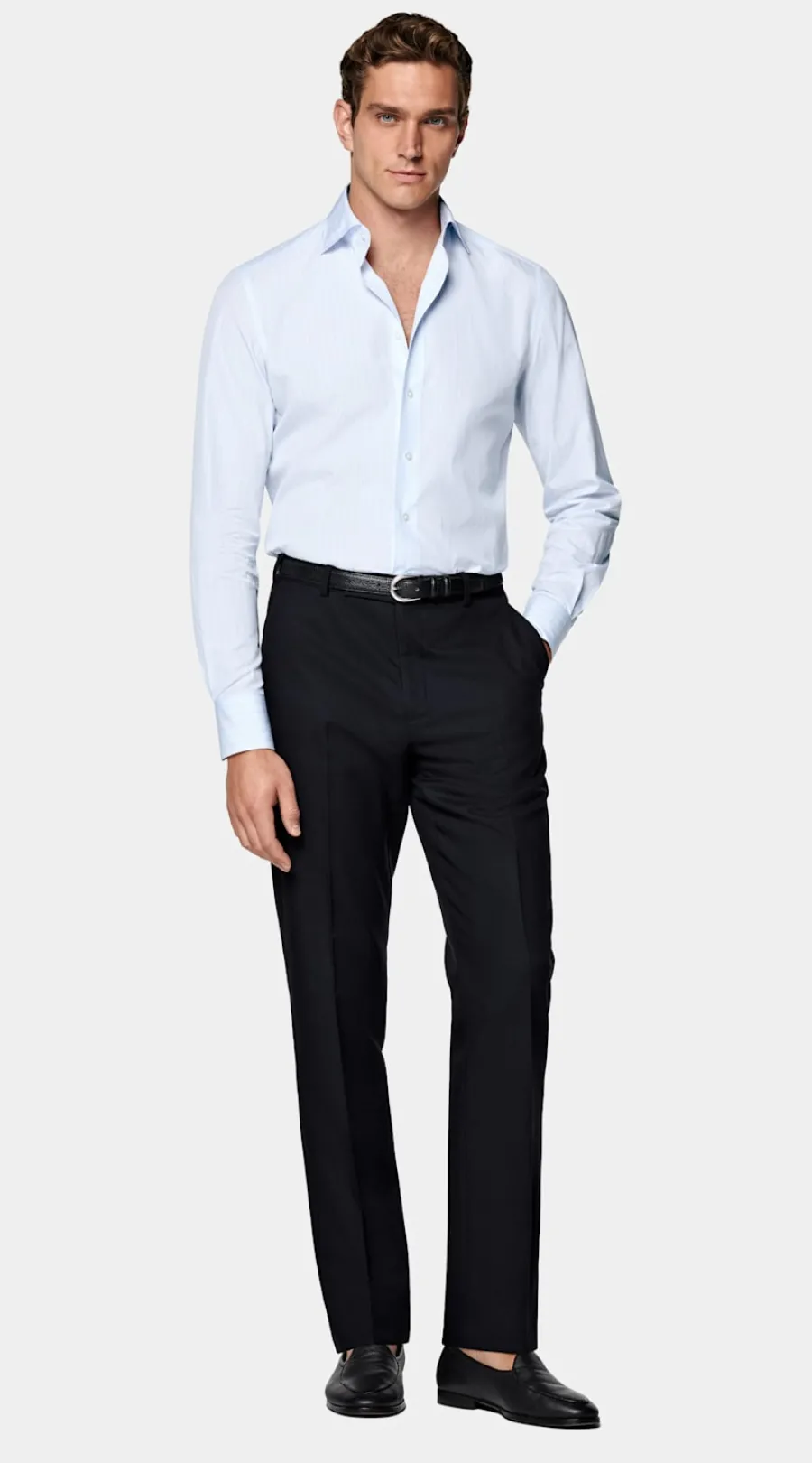 Online Popeline Hemd hellblau gestreift Tailored Fit Klassische & Businesshemden
