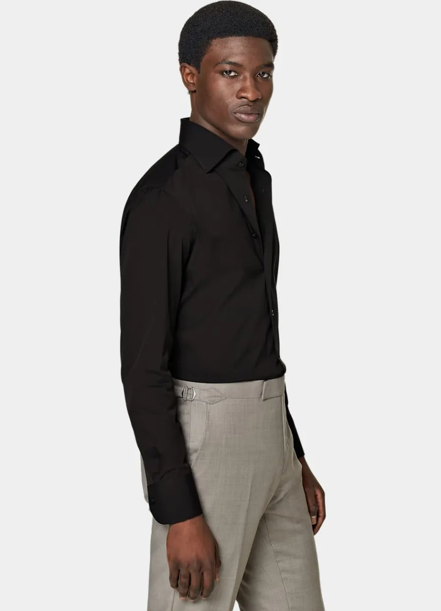 Cheap Popeline-Hemd dunkelbraun Extra Slim Fit Klassische & Businesshemden
