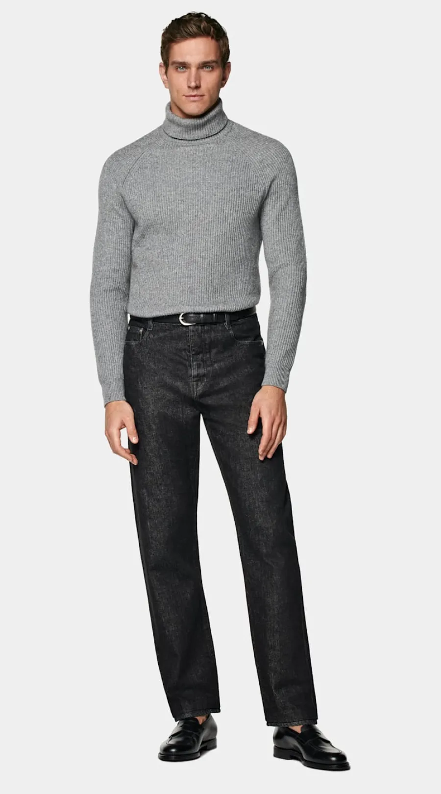 Cheap Rollkragenpullover grau Rippstrick Rollkragenpullover