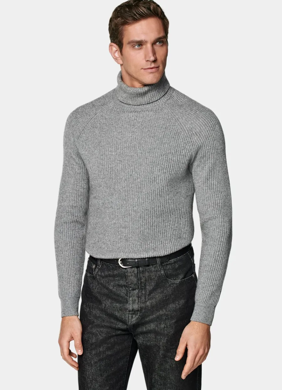 Cheap Rollkragenpullover grau Rippstrick Rollkragenpullover