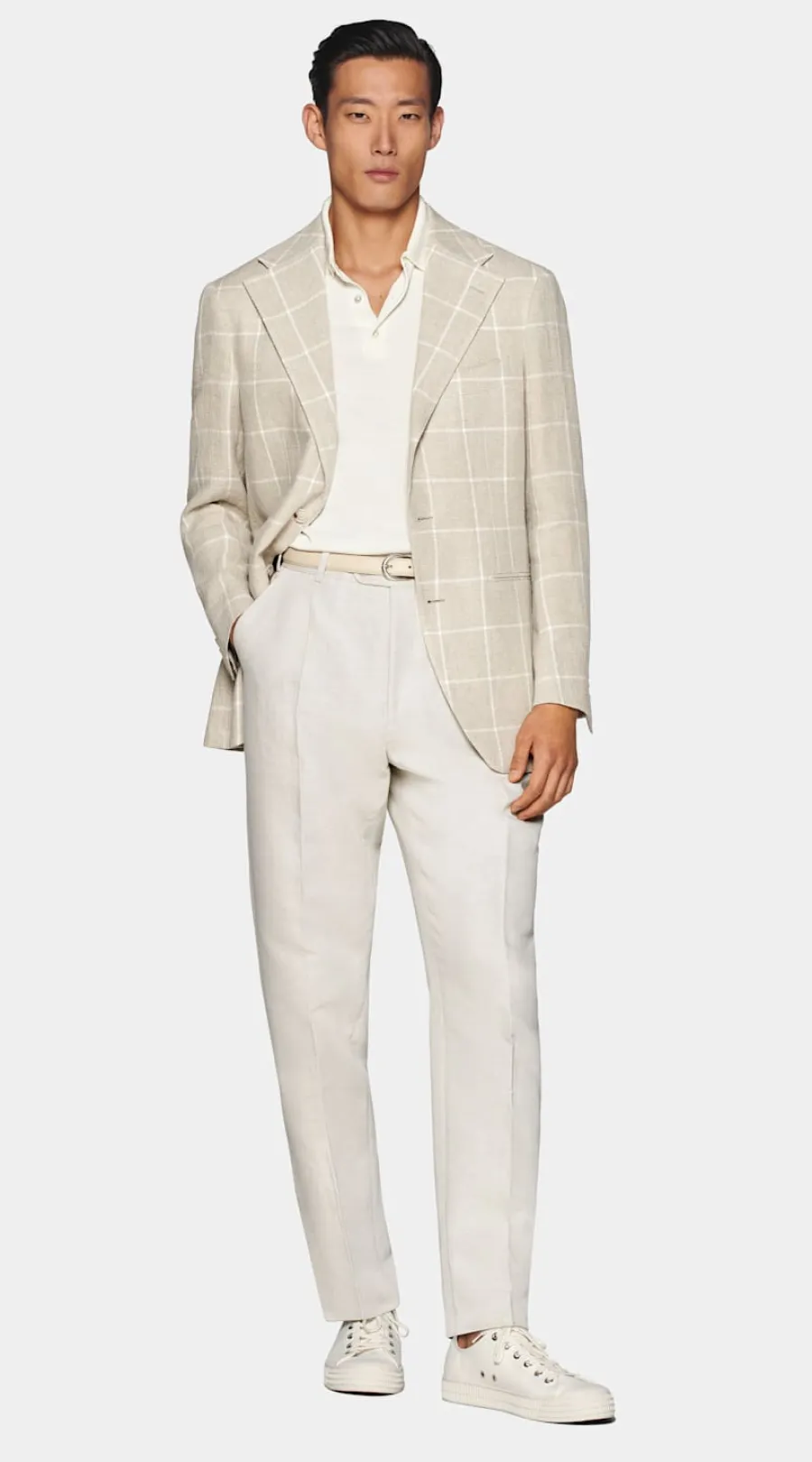 Store Roma Sakko helltaupe kariert Relaxed Fit Casual Chic Hochzeit