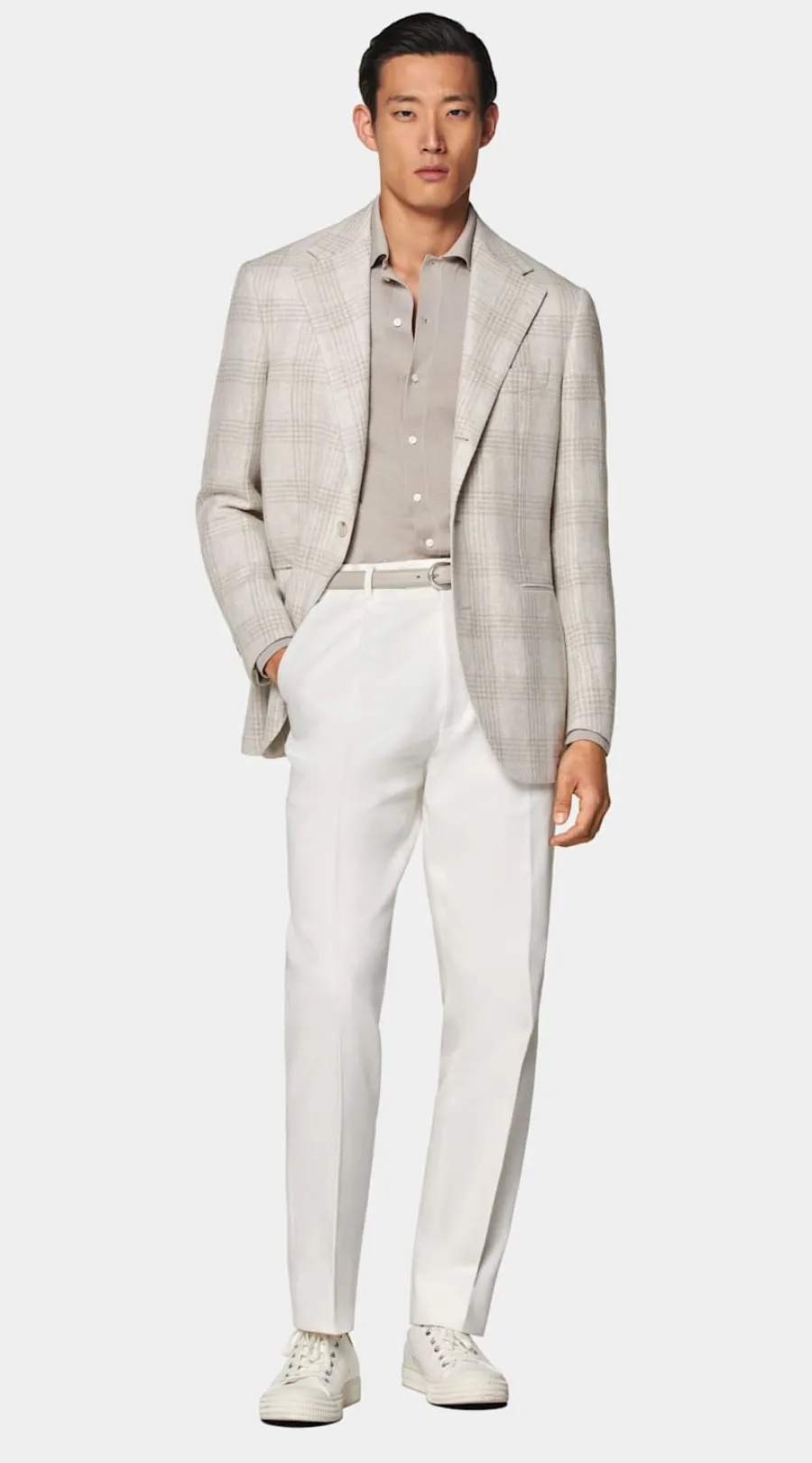 Cheap Roma Sakko helltaupe kariert Relaxed Fit Casual Chic Hochzeit