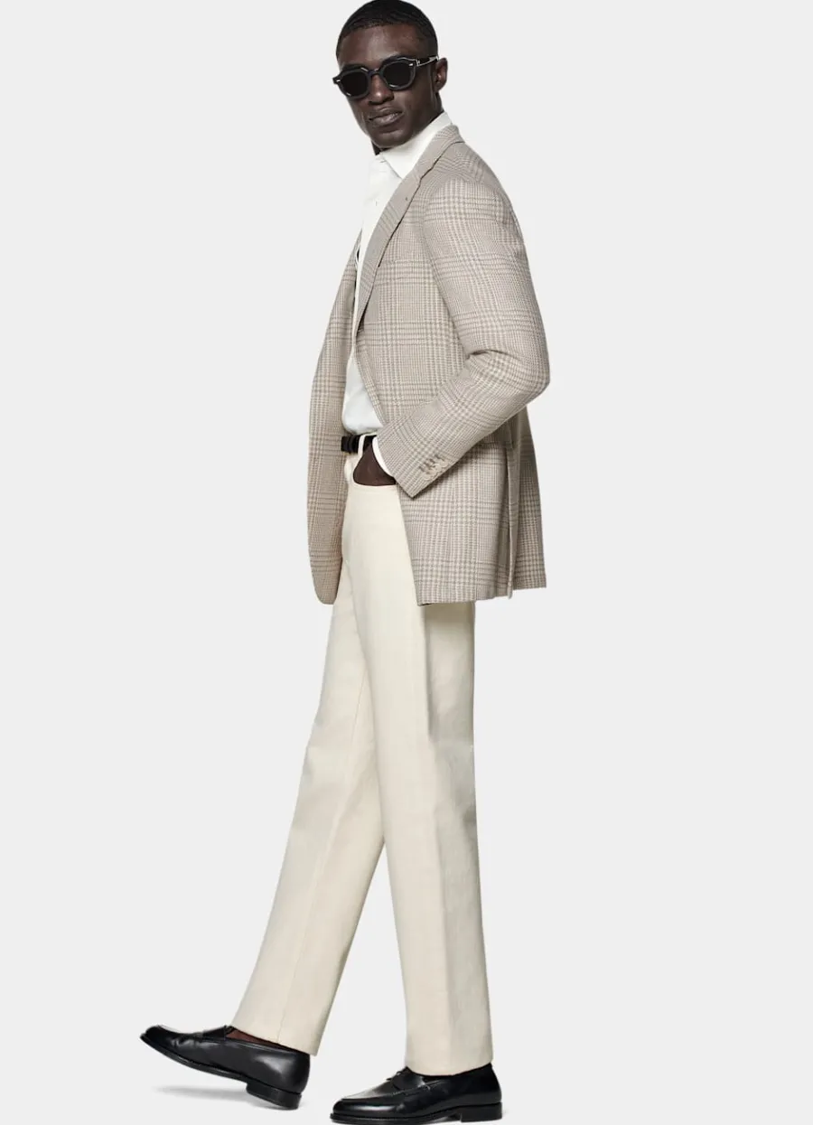 roma_sakko_sand_kariert_relaxed_fit_3.webp Best Sale Roma Sakko kariert Relaxed Fit Casual Chic Hochzeit | Sakkos