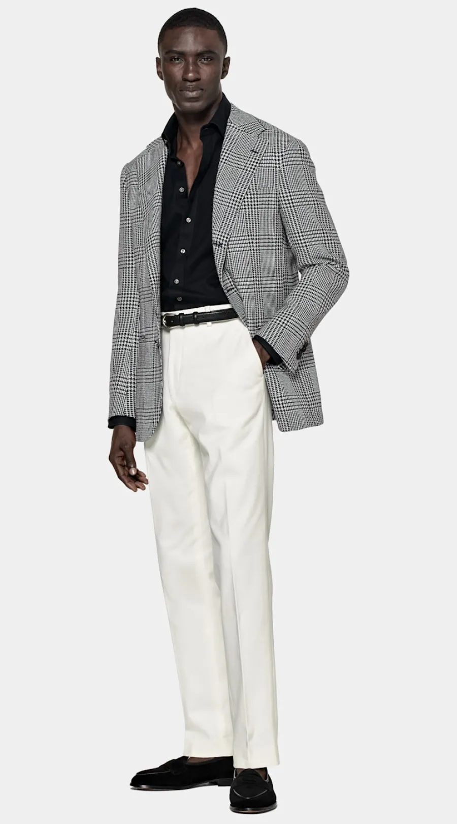 Cheap Roma Sakko schwarz kariert Relaxed Fit Sakkos