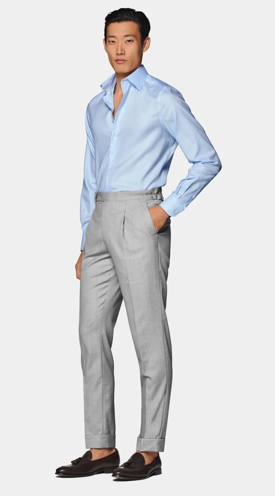New Royal Oxford Hemd hellblau in Slim Fit Traveller Hemden | Klassische & Businesshemden