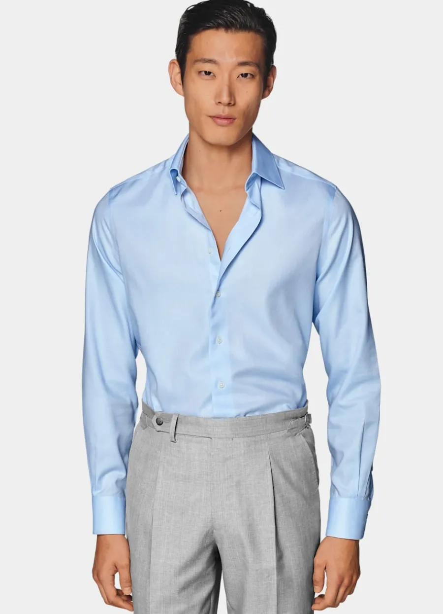 New Royal Oxford Hemd hellblau in Slim Fit Traveller Hemden | Klassische & Businesshemden