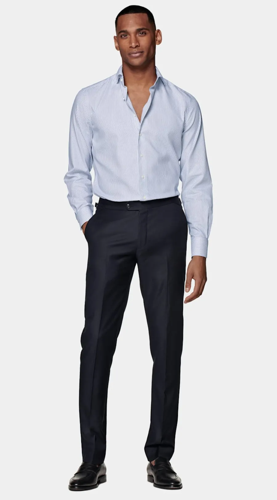Outlet Royal Oxford Hemd navy gestreift Slim Fit Traveller Hemden | Klassische & Businesshemden