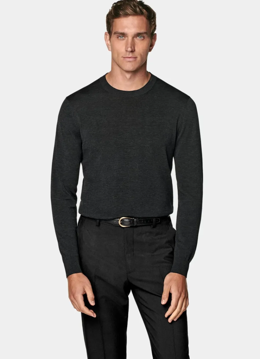 Shop Rundhalspullover dunkelgrau Pullover Mit Rundhalskragen & V-Ausschnitt
