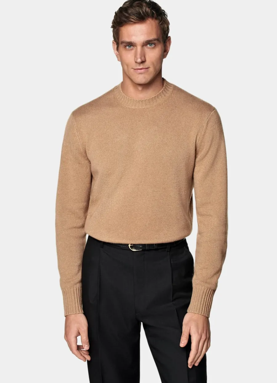 Cheap Rundhalspullover mittelbraun Pullover Mit Rundhalskragen & V-Ausschnitt