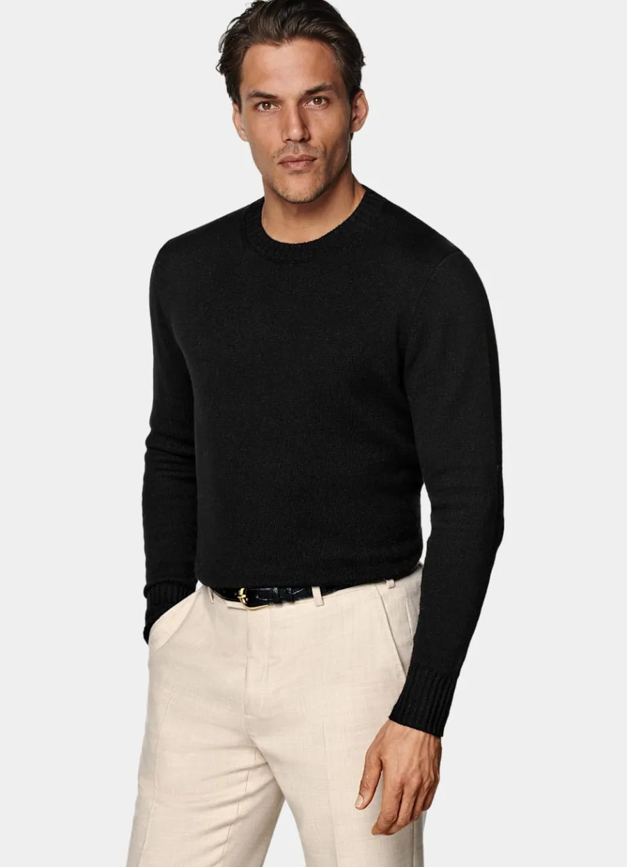 Online Rundhalspullover schwarz Pullover Mit Rundhalskragen & V-Ausschnitt