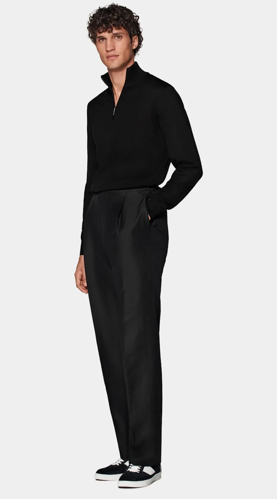 Cheap Schwarz halber Reißverschluss Pullover Mit Reißverschluss