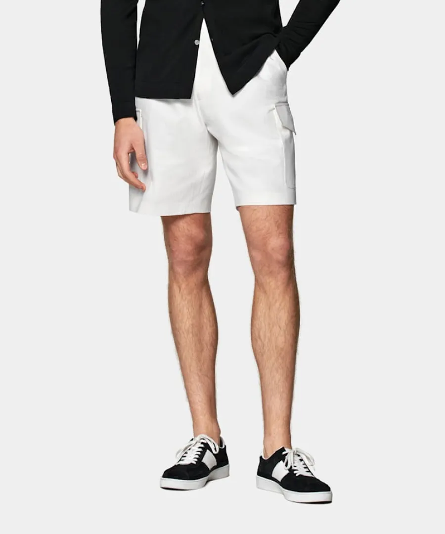 Clearance Shorts weiß Fischgrätmuster Straight Leg Hosen