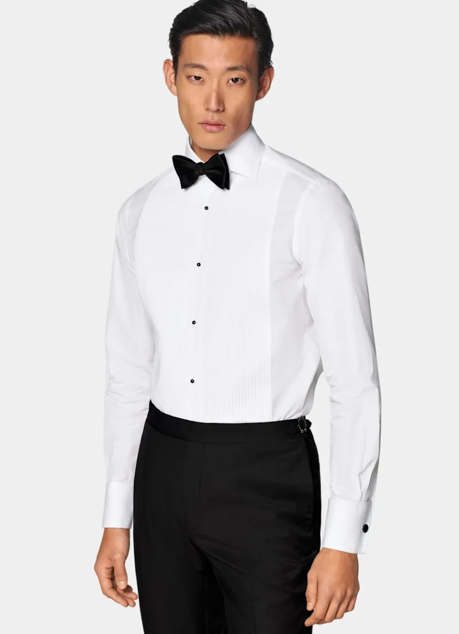 Discount Smokinghemd weiss Plisseé Slim Fit Smokinghemden | Smokinghemden
