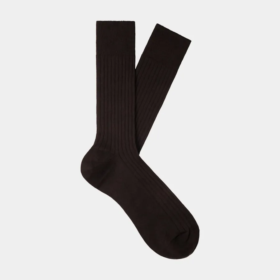 Discount Socken dunkelbraun gerippt regular Socken