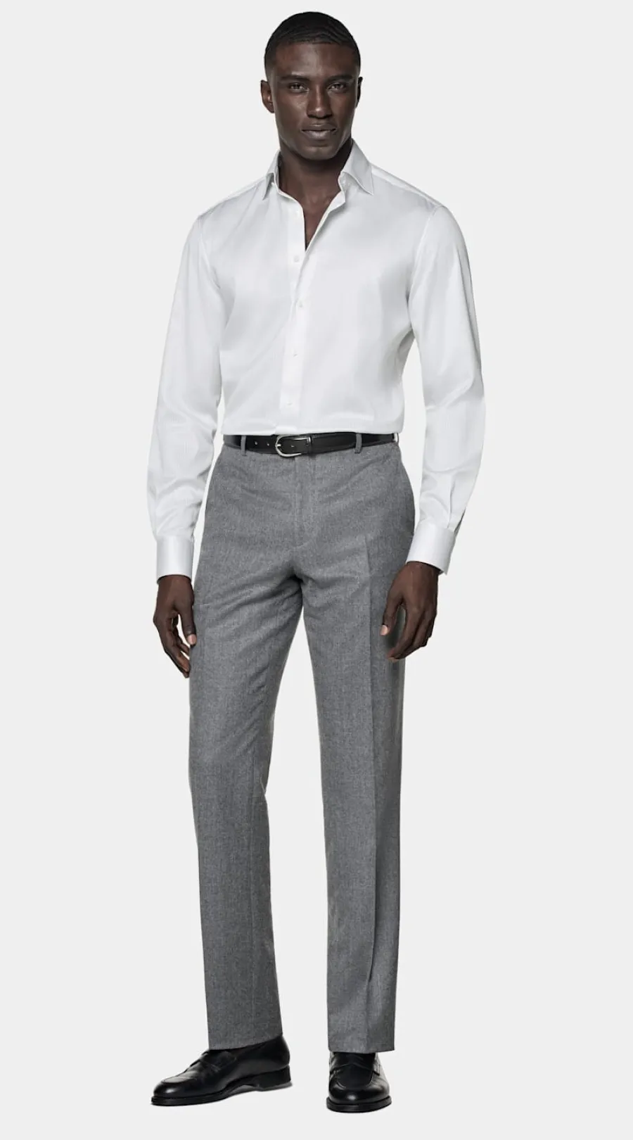 Best Sale Twill Hemd grau gestreift Tailored Fit Traveller Hemden | Klassische & Businesshemden