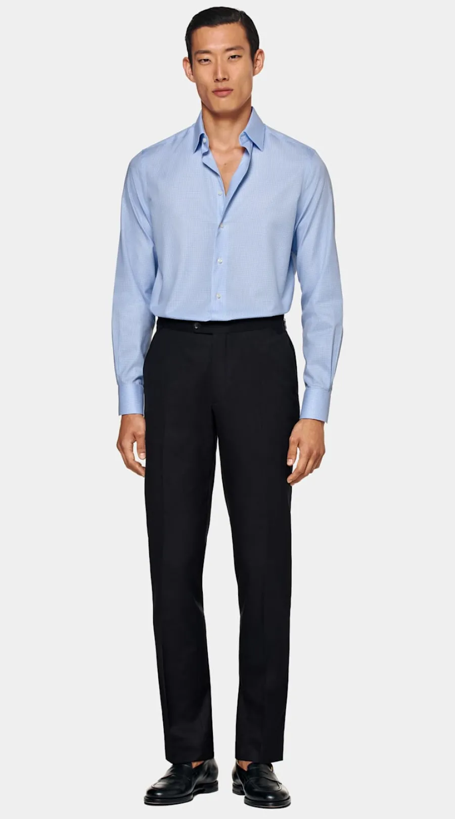 Online Twill Hemd hellblau kariert Slim Fit Traveller Hemden | Klassische & Businesshemden