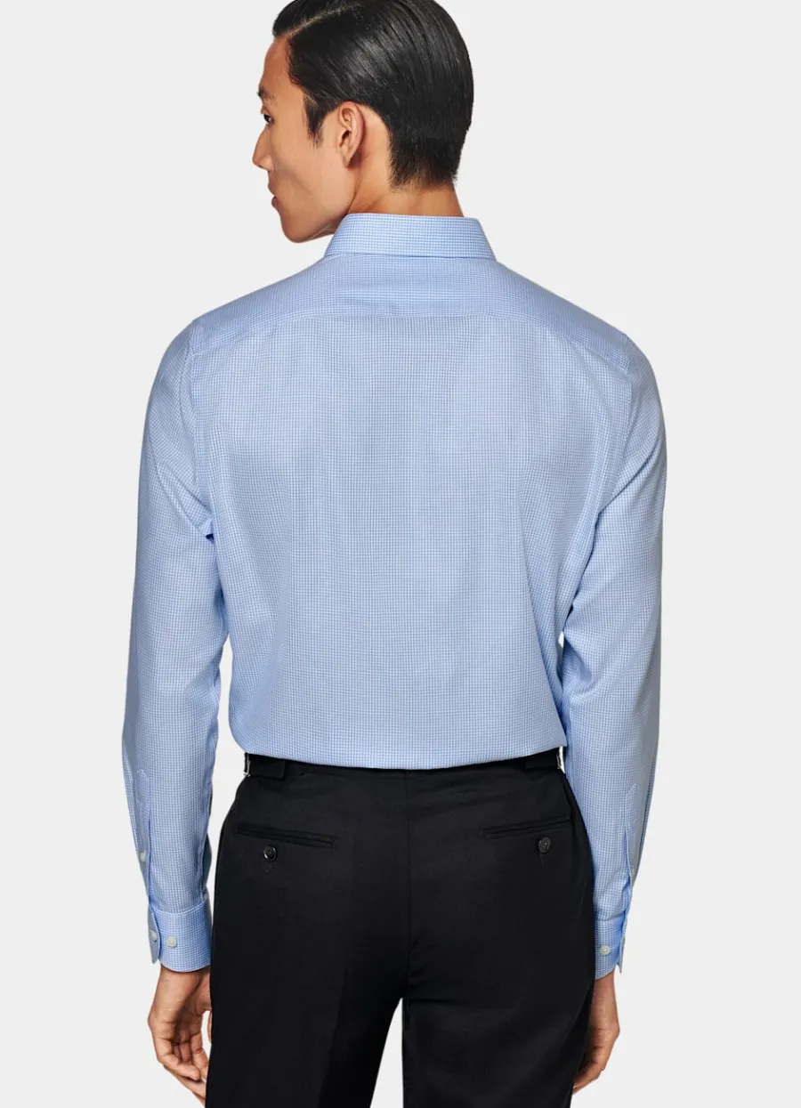 twill_hemd_hellblau_kariert_slim_fit_4.webp Online Twill Hemd hellblau kariert Slim Fit Traveller Hemden | Klassische & Businesshemden