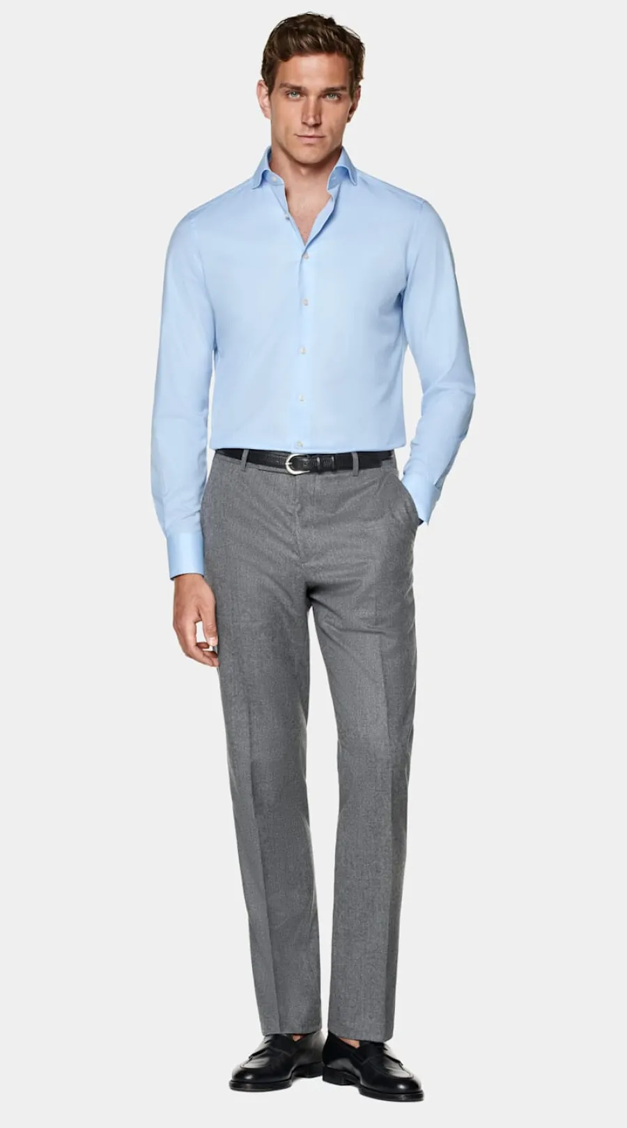 Cheap Twill Hemd hellblau Tailored Fit Klassische & Businesshemden