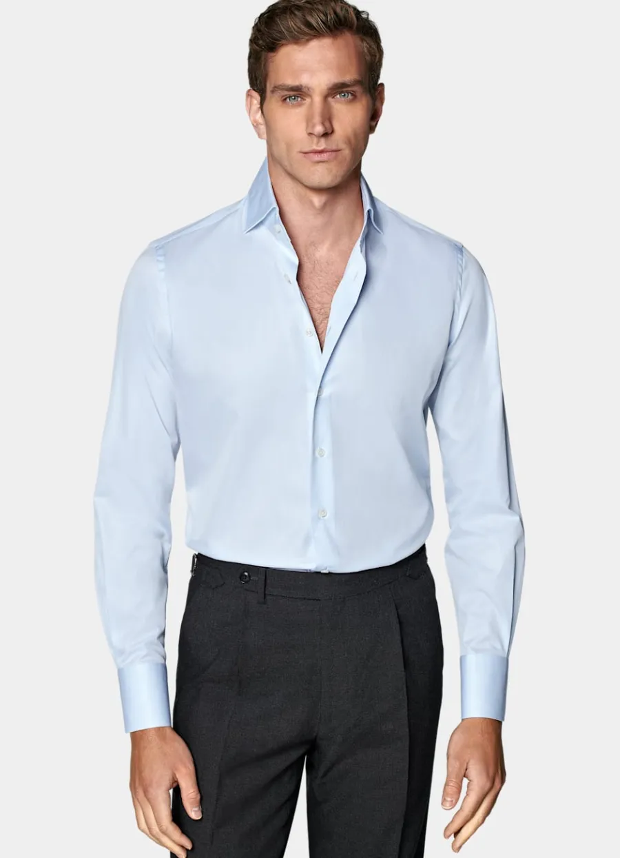 Shop Twill Hemd hellblau Tailored Fit Klassische & Businesshemden
