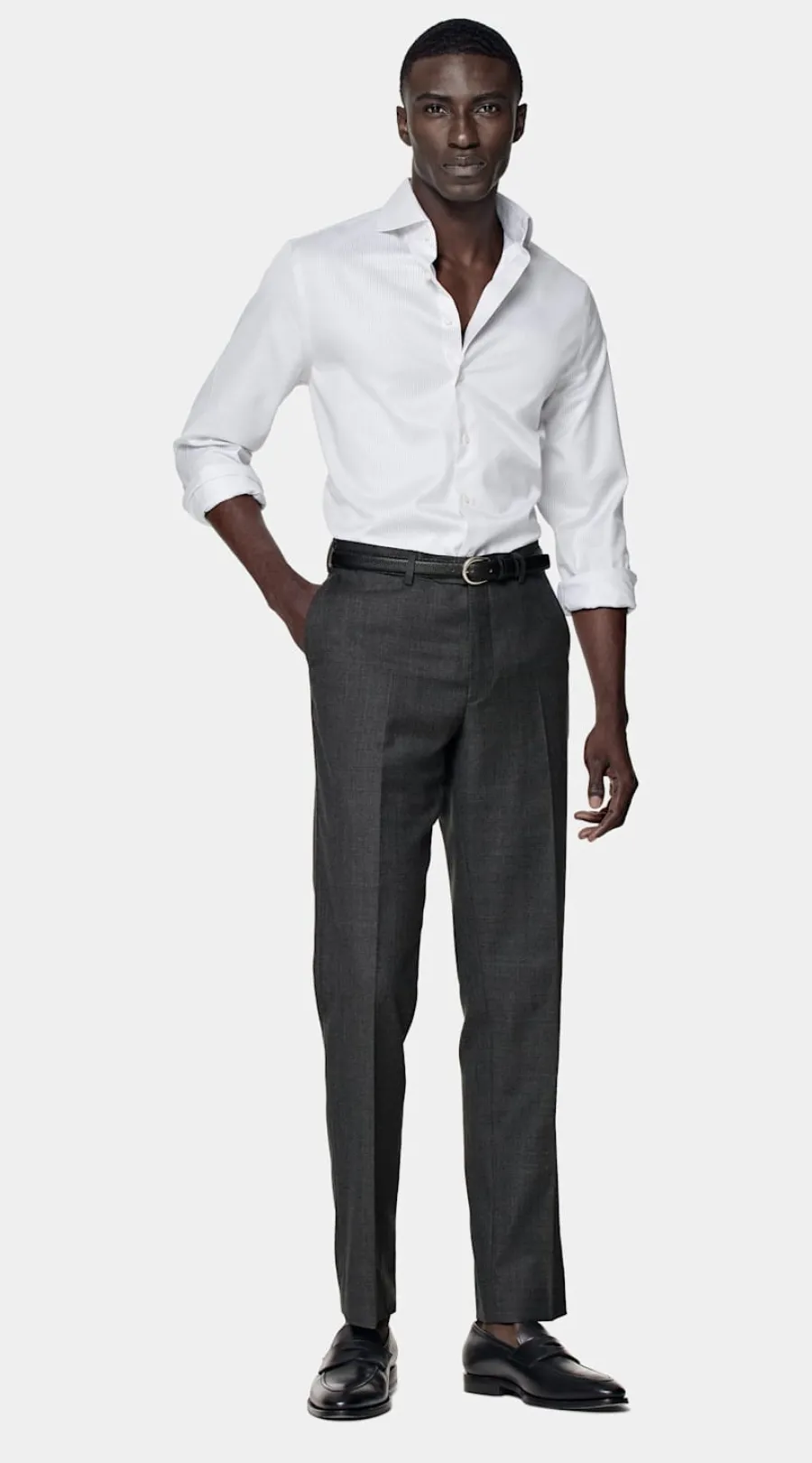 Hot Twill Hemd hellgrau gestreift Slim Fit Traveller Hemden | Klassische & Businesshemden
