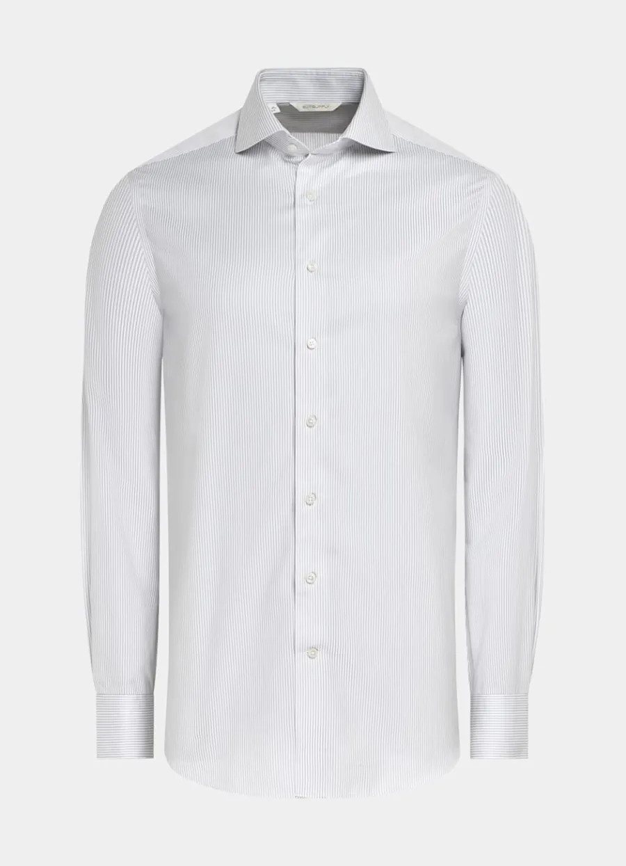 twill_hemd_hellgrau_gestreift_slim_fit_5.webp Hot Twill Hemd hellgrau gestreift Slim Fit Traveller Hemden | Klassische & Businesshemden
