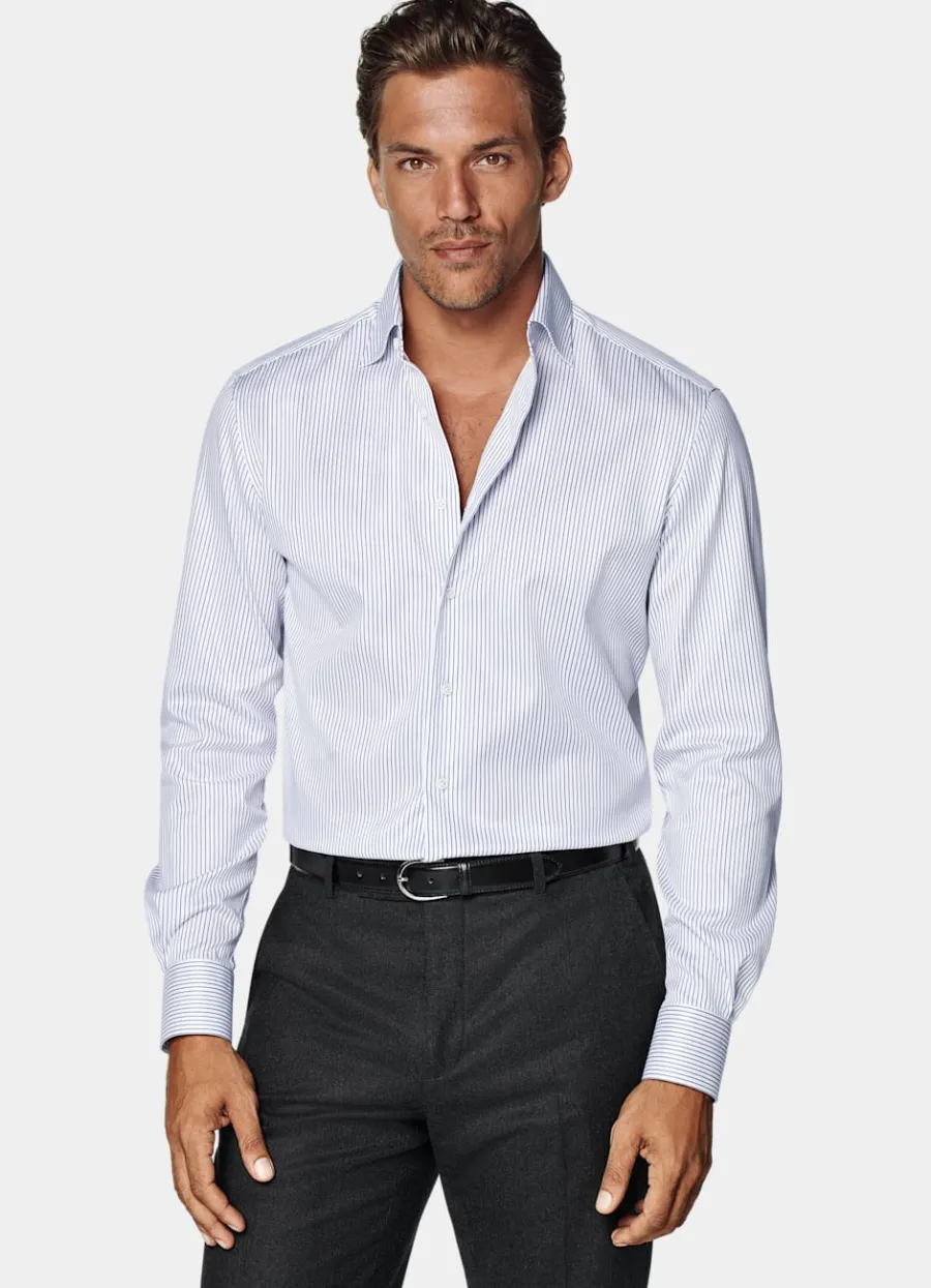 Online Twill Hemd gestreift Tailored Fit Traveller Hemden | Klassische & Businesshemden