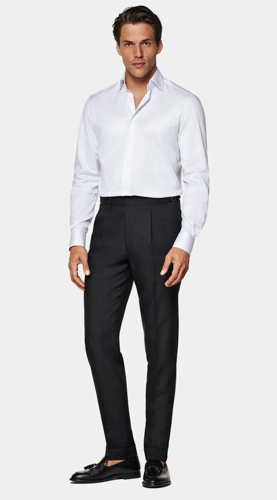 Best Sale Twill Hemd weiß gestreift Tailored Fit Traveller Hemden | Klassische & Businesshemden