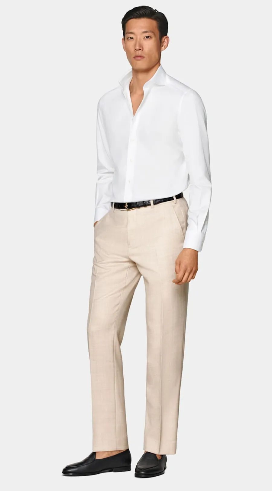 Outlet Twill Hemd weiss Tailored Fit Klassische & Businesshemden