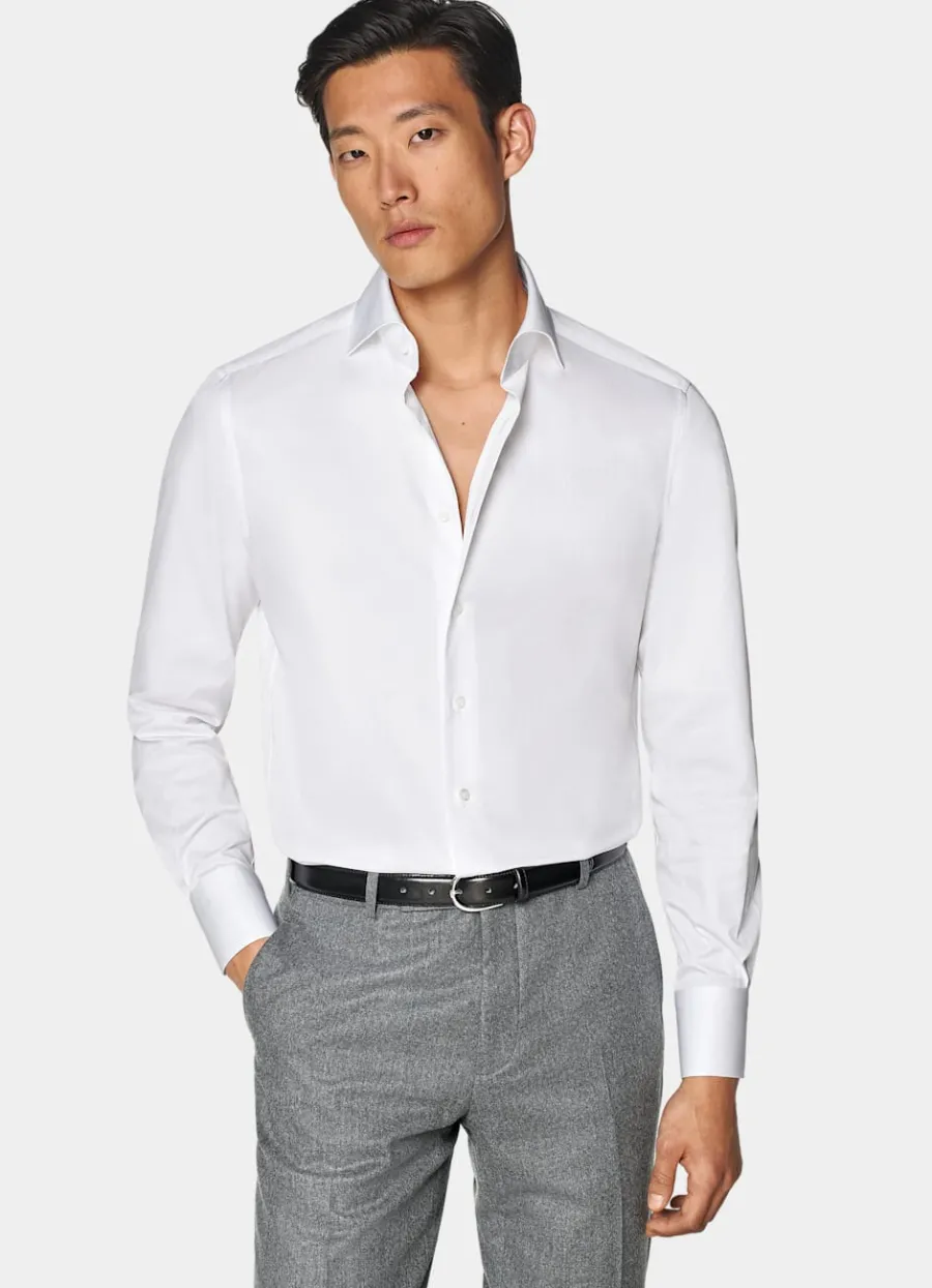 Flash Sale Twill Hemd weiss Tailored Fit Klassische & Businesshemden