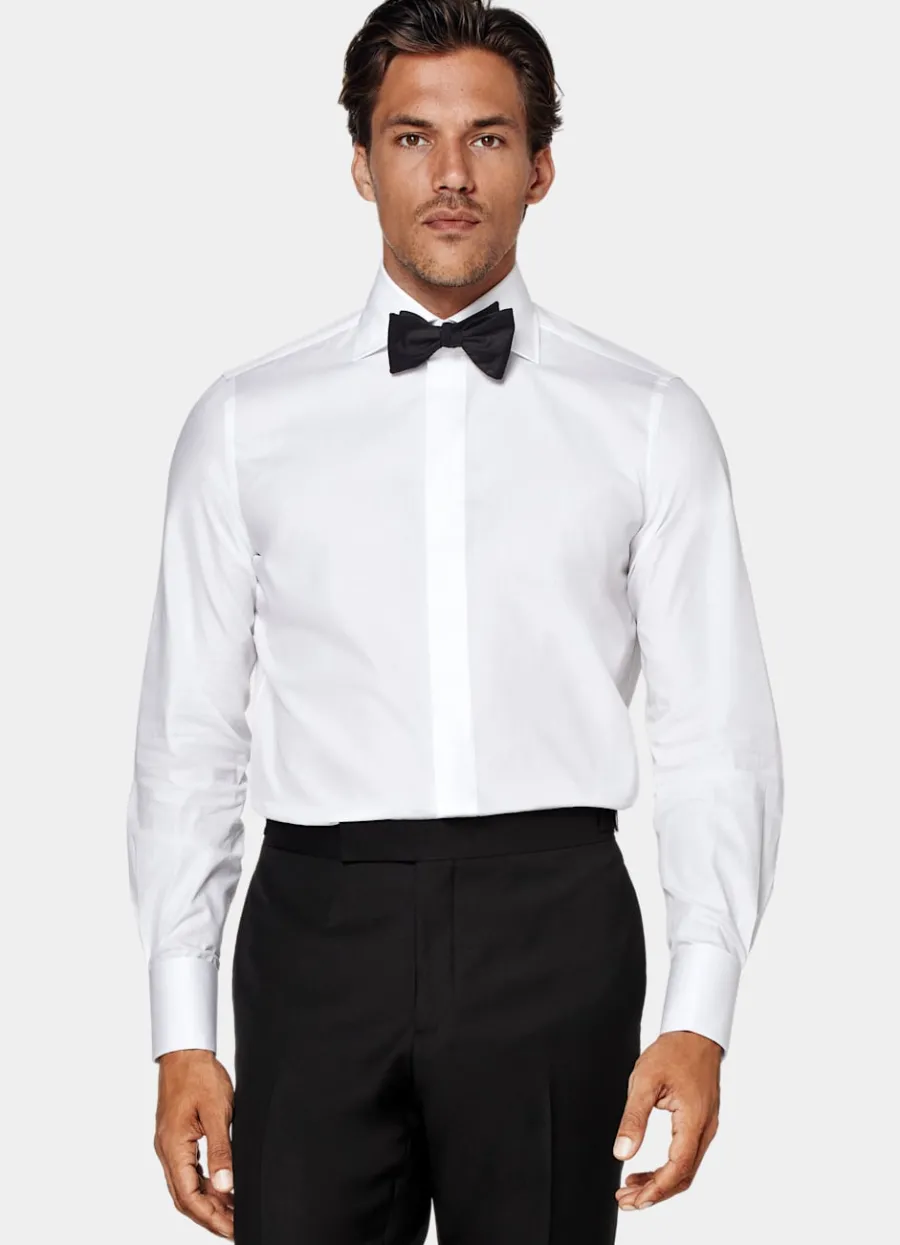 Store Twill-Smokinghemd weiß Slim Fit Smokinghemden | Smokinghemden