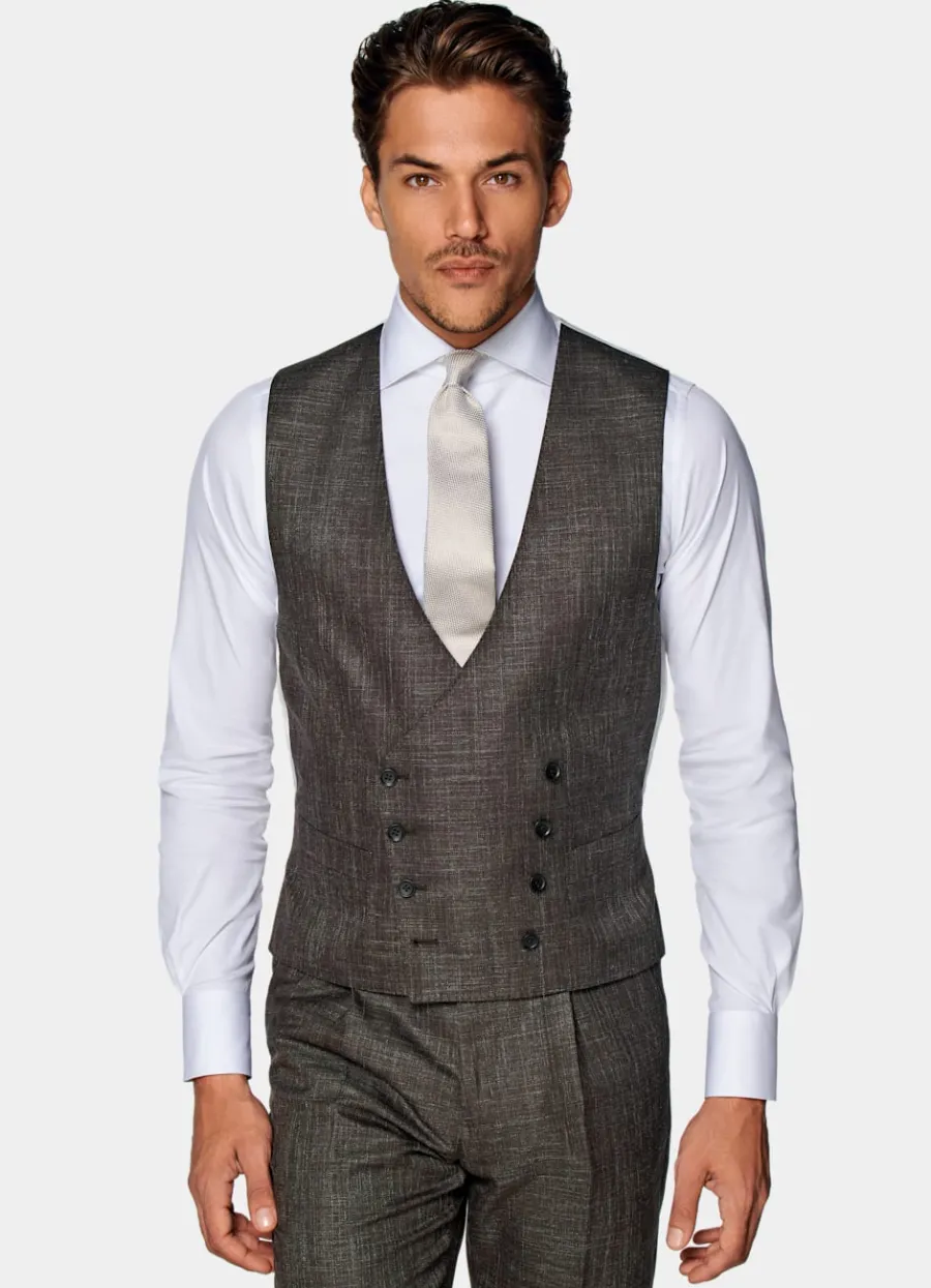 Fashion Weste dunkelbraun Anzugwesten