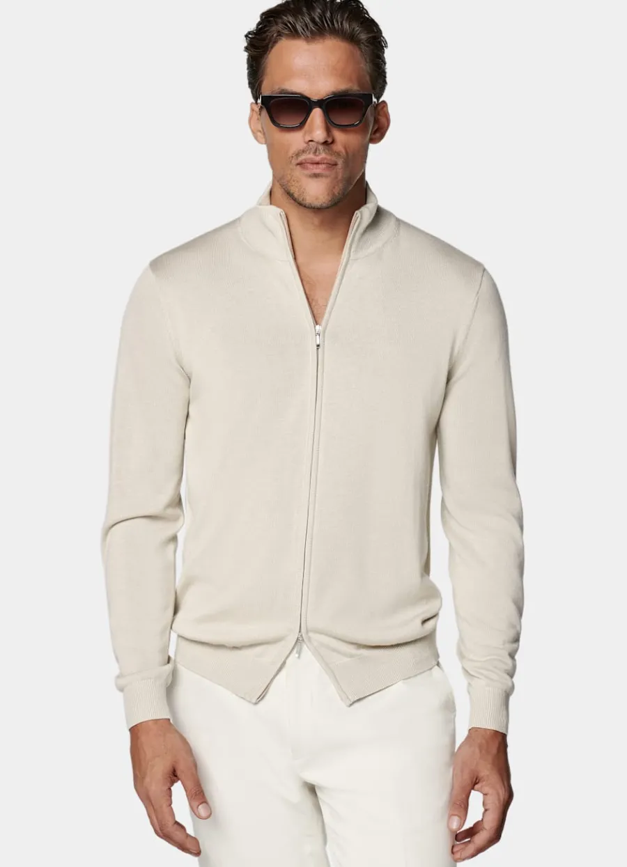 Store Zip-Cardigan hellbraun Pullover Mit Reißverschluss