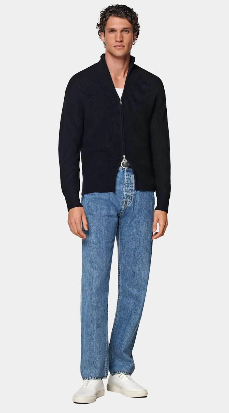 New Zip-Cardigan Rippstrick Pullover Mit Reißverschluss