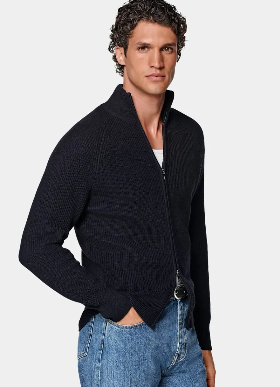 New Zip-Cardigan Rippstrick Pullover Mit Reißverschluss